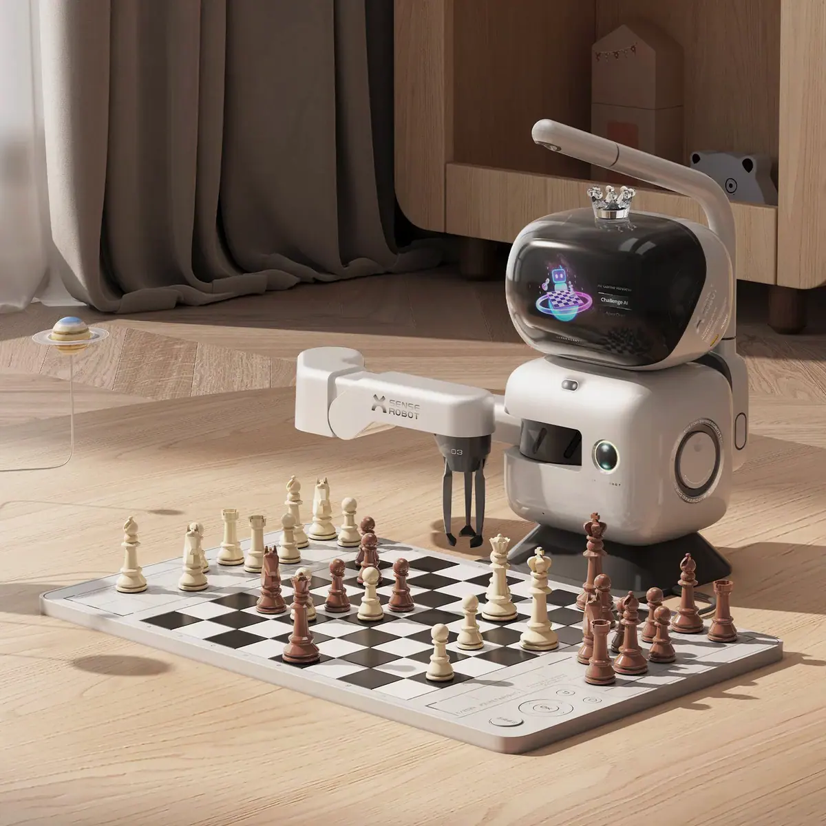 SenseRobot Chess set up for a game on a tabletop